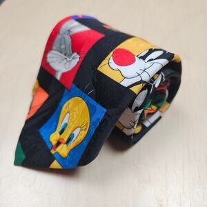 Looney Tunes Mania Mens Vintage 1993 Neck Tie Tweety Bugs Bunny Marvin Martian